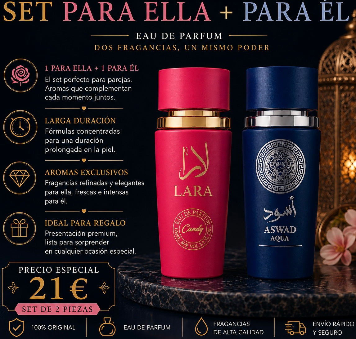 Set de 2 perfumes orientales (mujer + hombre) AVE017