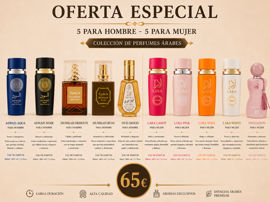 Set DE 10 PARFUMES orientales (5 PARA EL & 5 PARA ELLA) AVE019