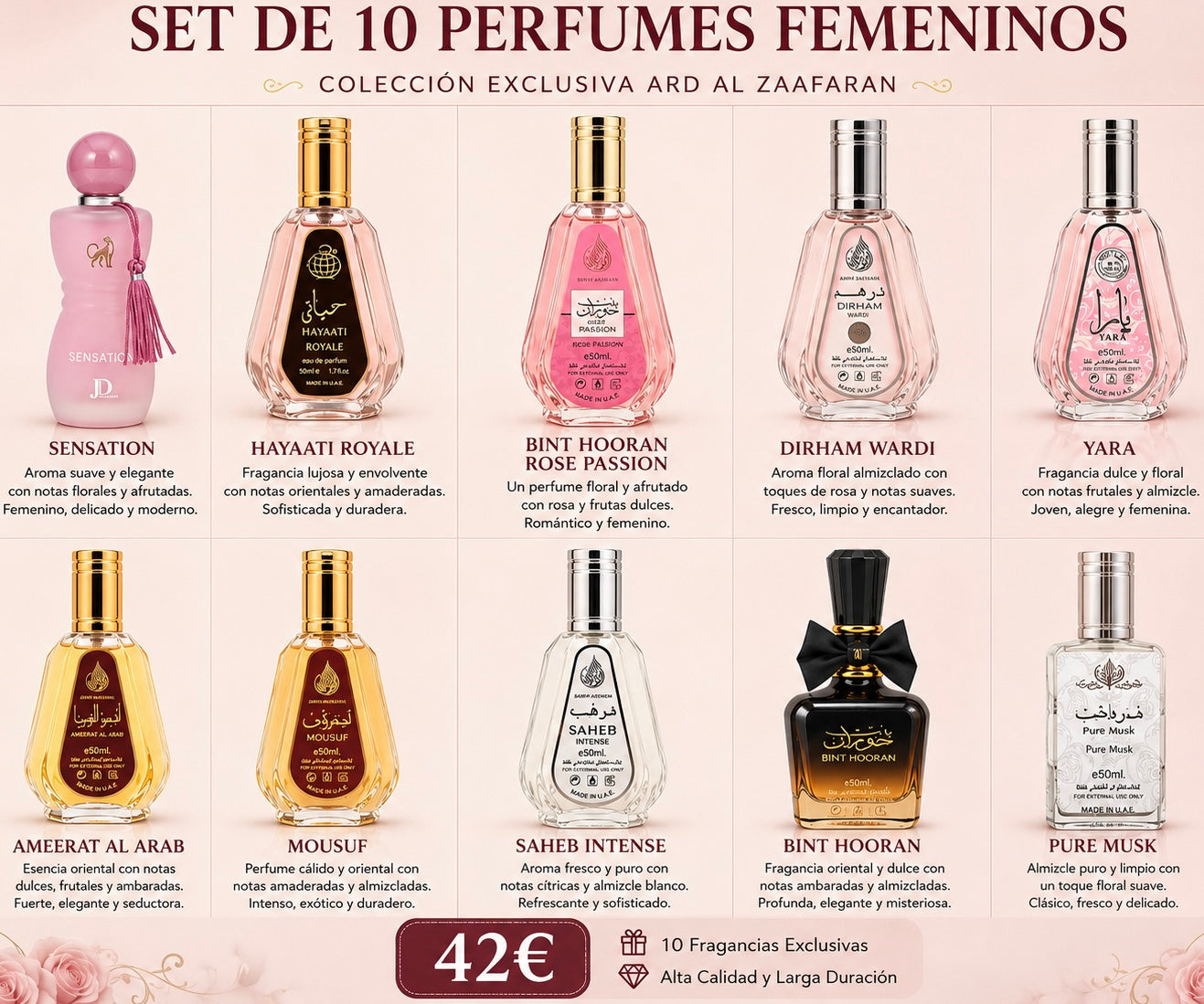 Set DE 10 PARFUMES orientales  PARA ELLA AVE021
