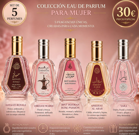 Set DE 5 PARFUMES orientales  PARA ELLA AVE022